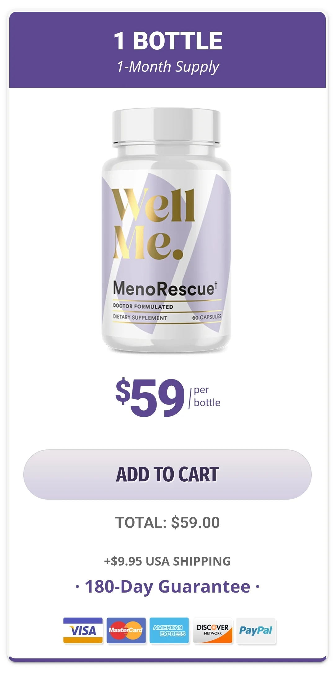 MenoRescue™ 1 bottle pricing